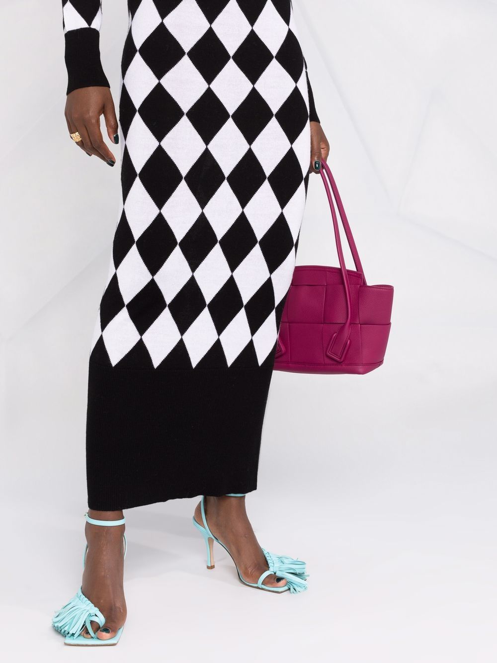 robe en laine à motif arlequin