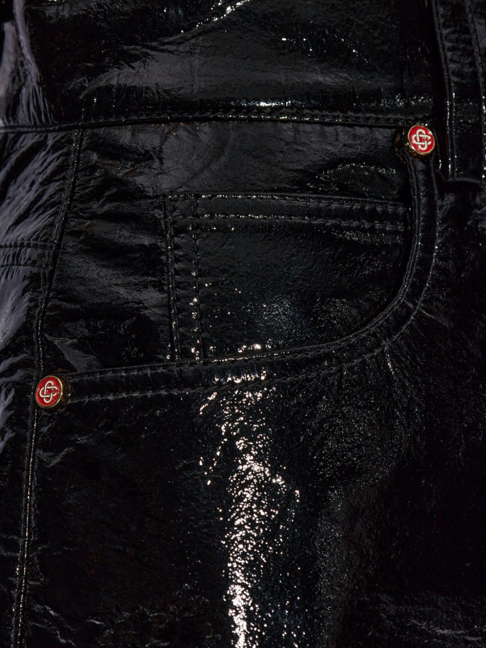 faux-leather shorts