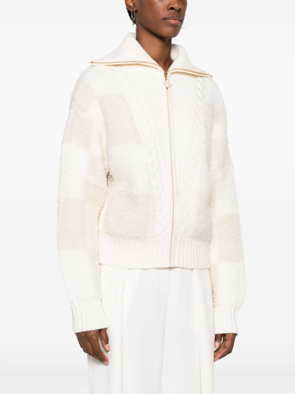 cardigan zippé en maille torsadée