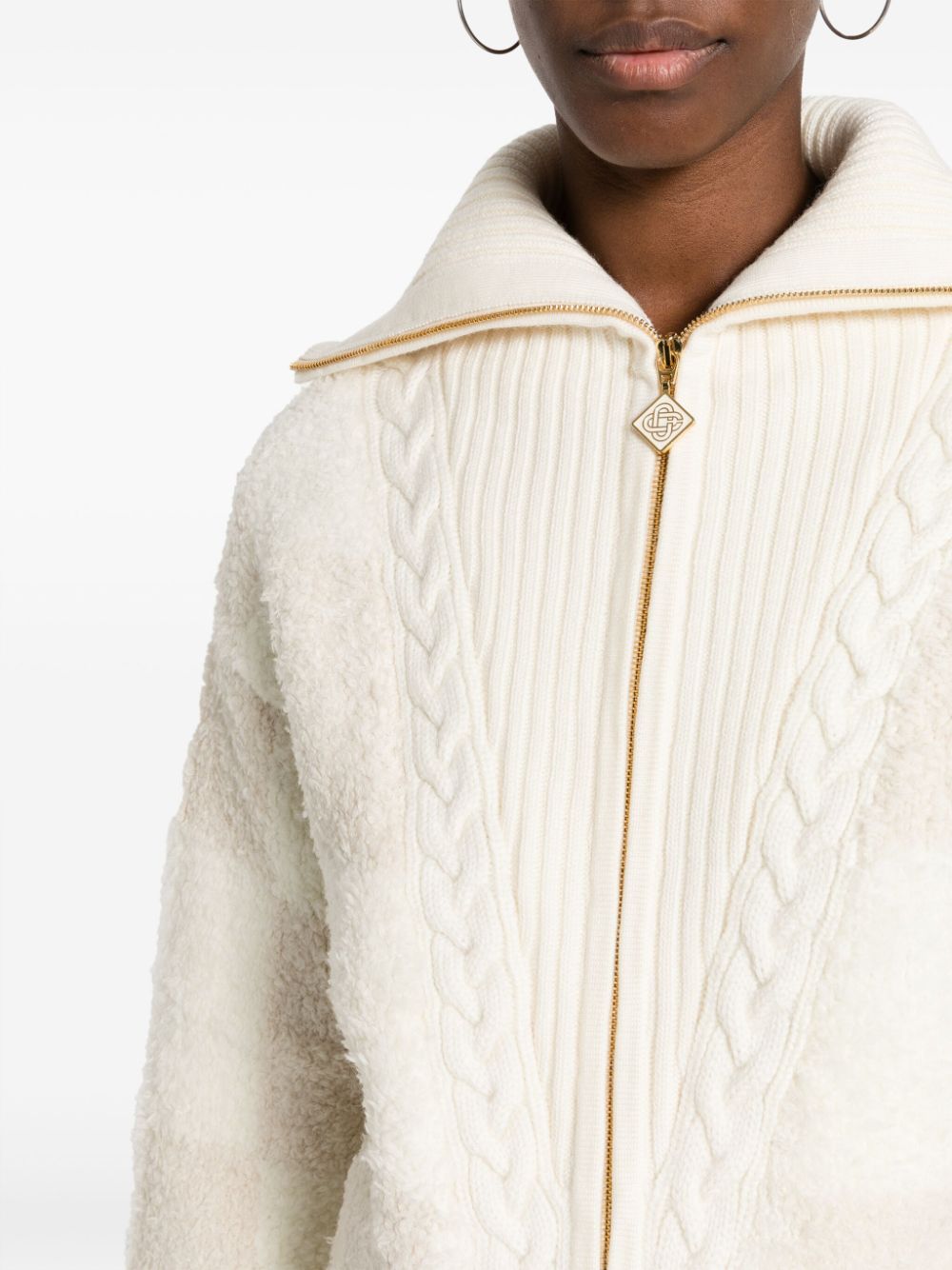 cardigan zippé en maille torsadée