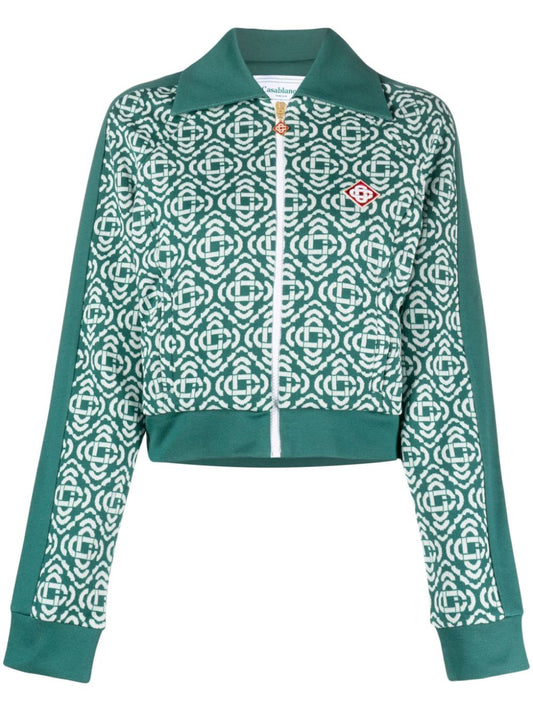 haut de survêtement court en coton mélangé à monogramme