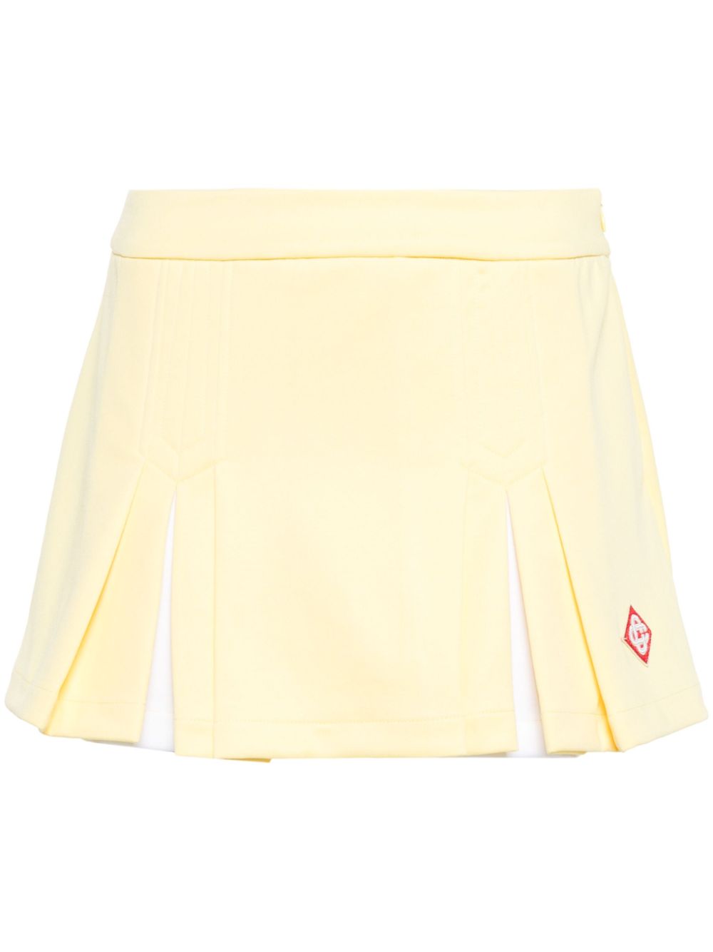 logo-embroidered pleated miniskirt