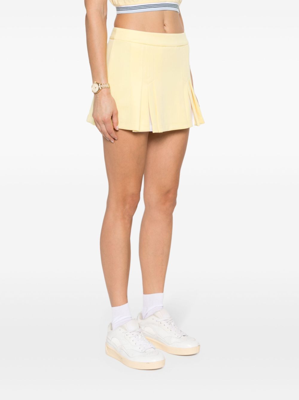 logo-embroidered pleated miniskirt