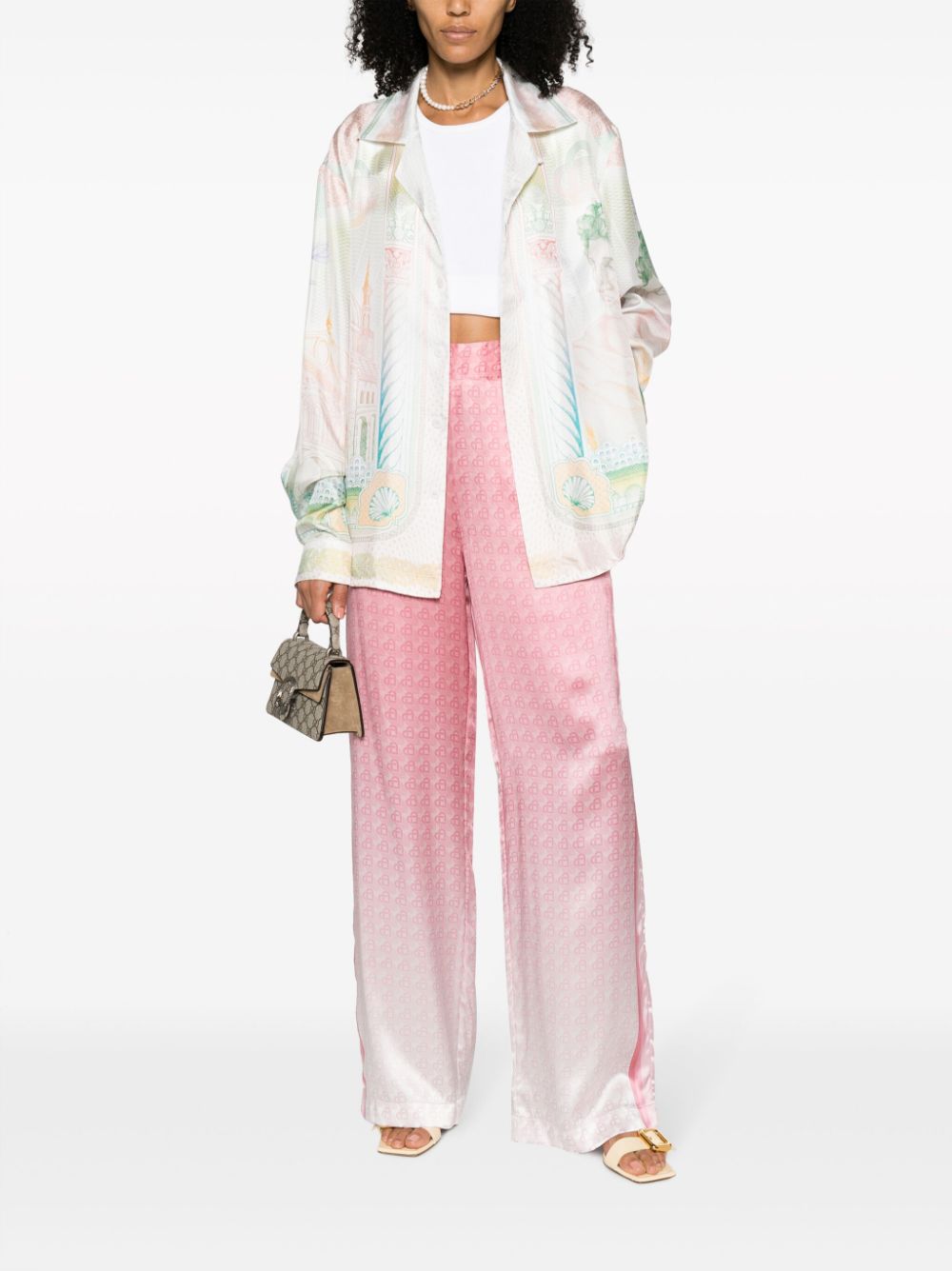 Morning City View silk trousers