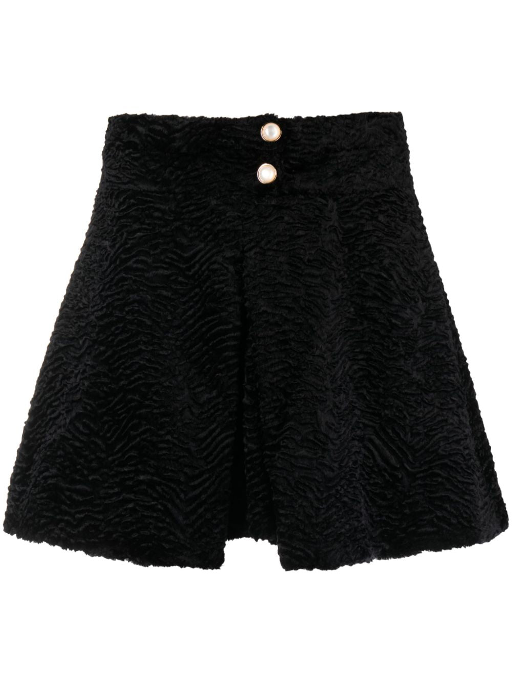 mini-jupe en velours jacquard à plis creux