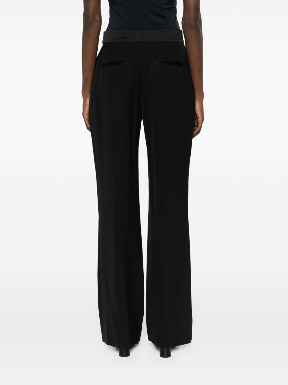 pressed-crease long-length straight-leg trousers