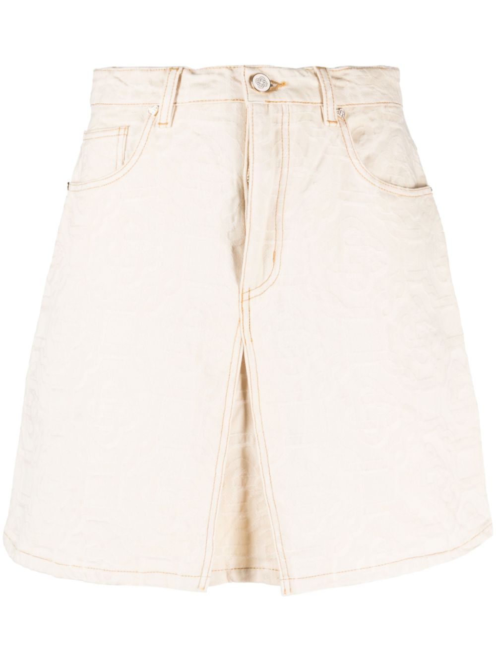 monogram-jacquard denim skirt