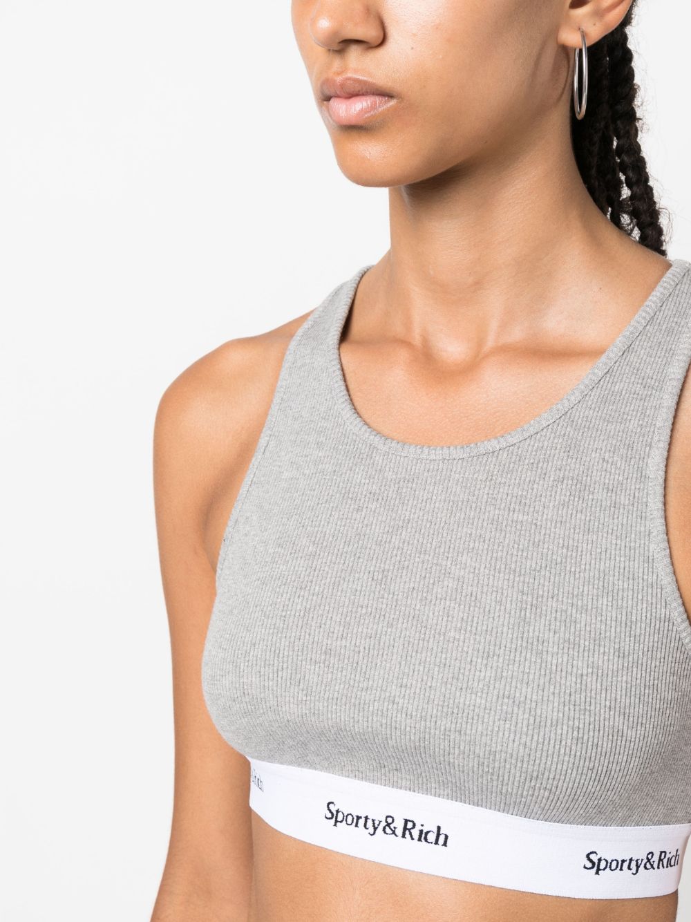 soutien-gorge de sport côtelé avec logo sous la bande