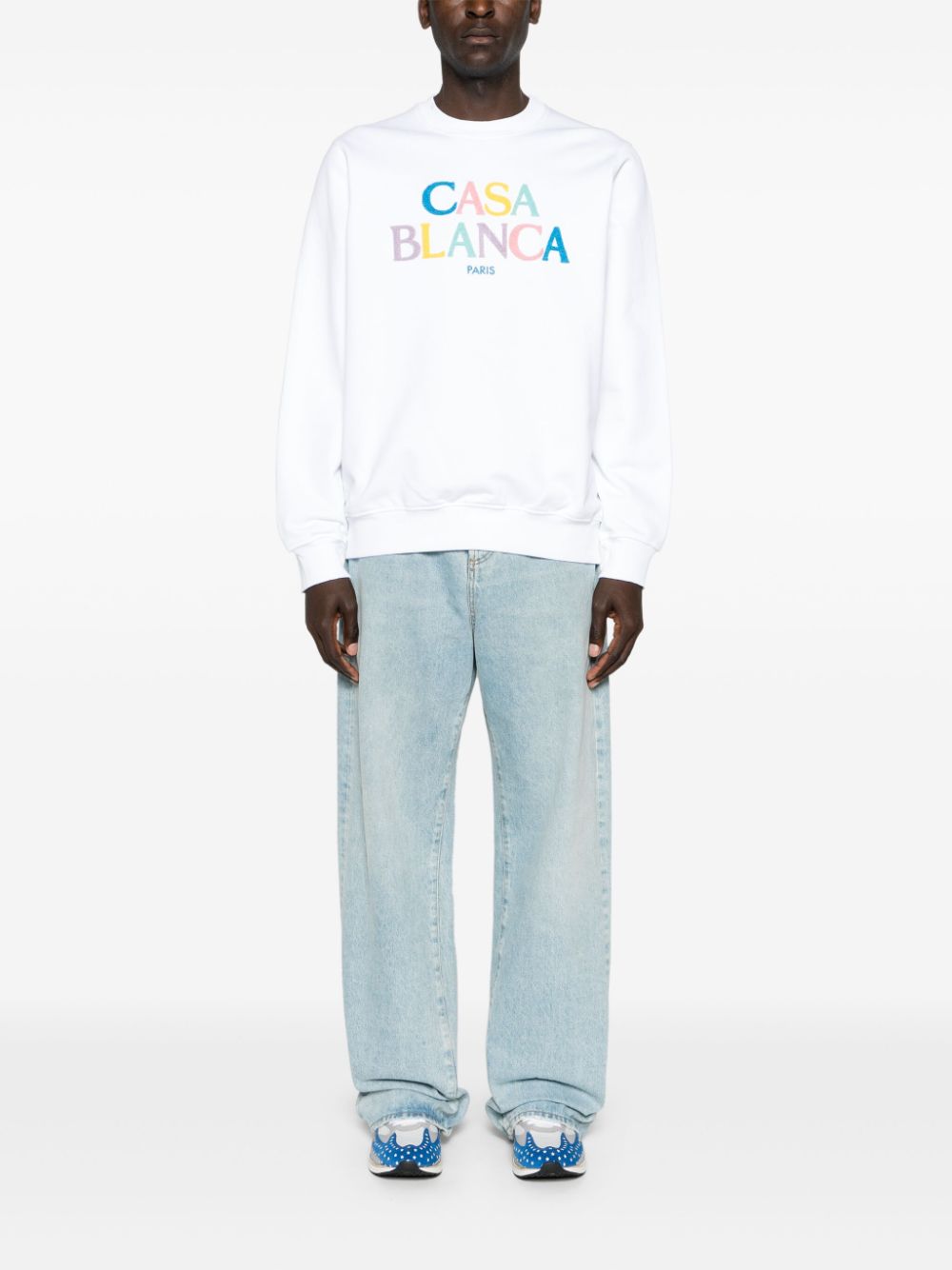 Stacked logo-embroidered sweatshirt