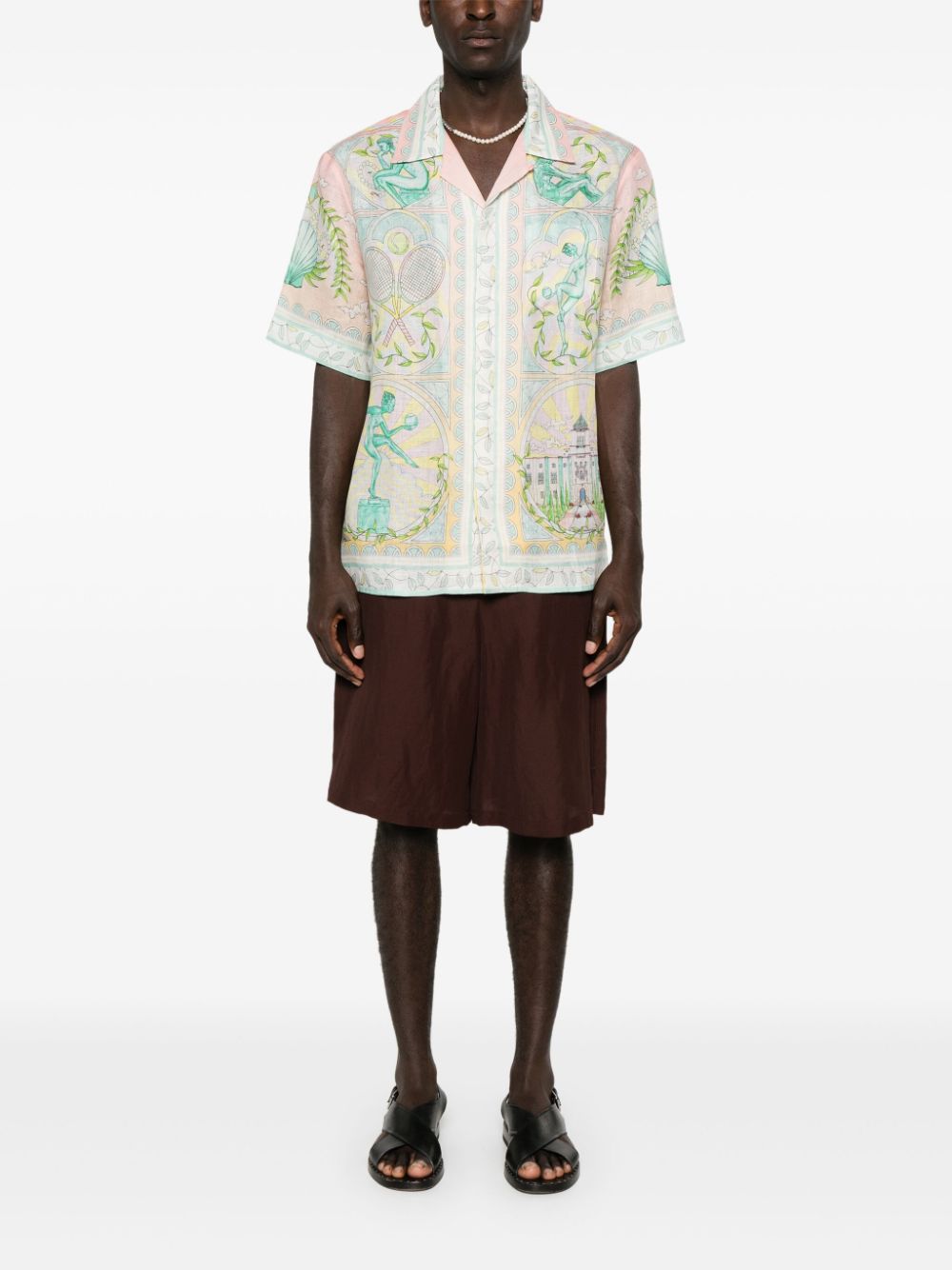Chemise en lin à imprimé vase