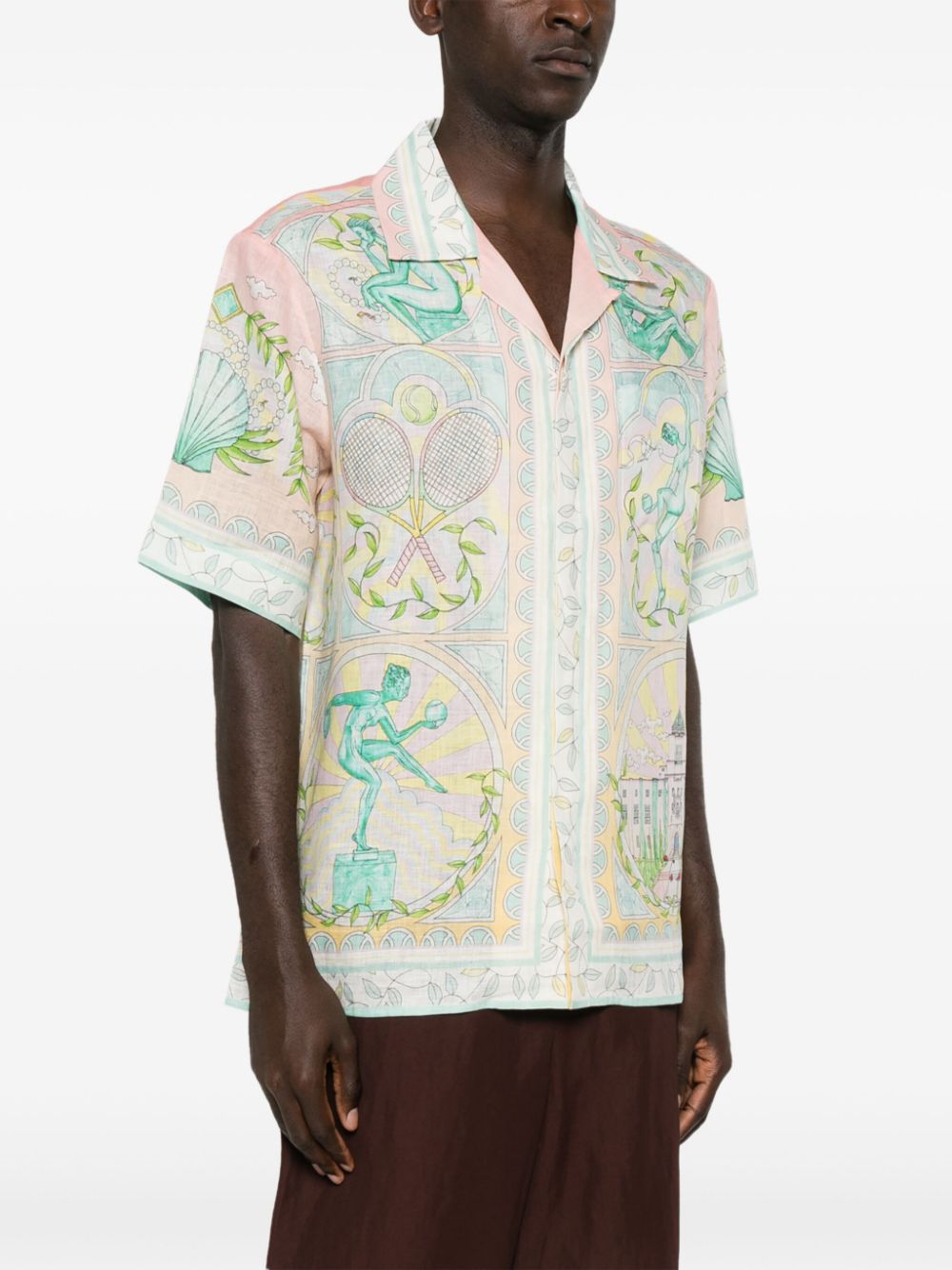 Chemise en lin à imprimé vase