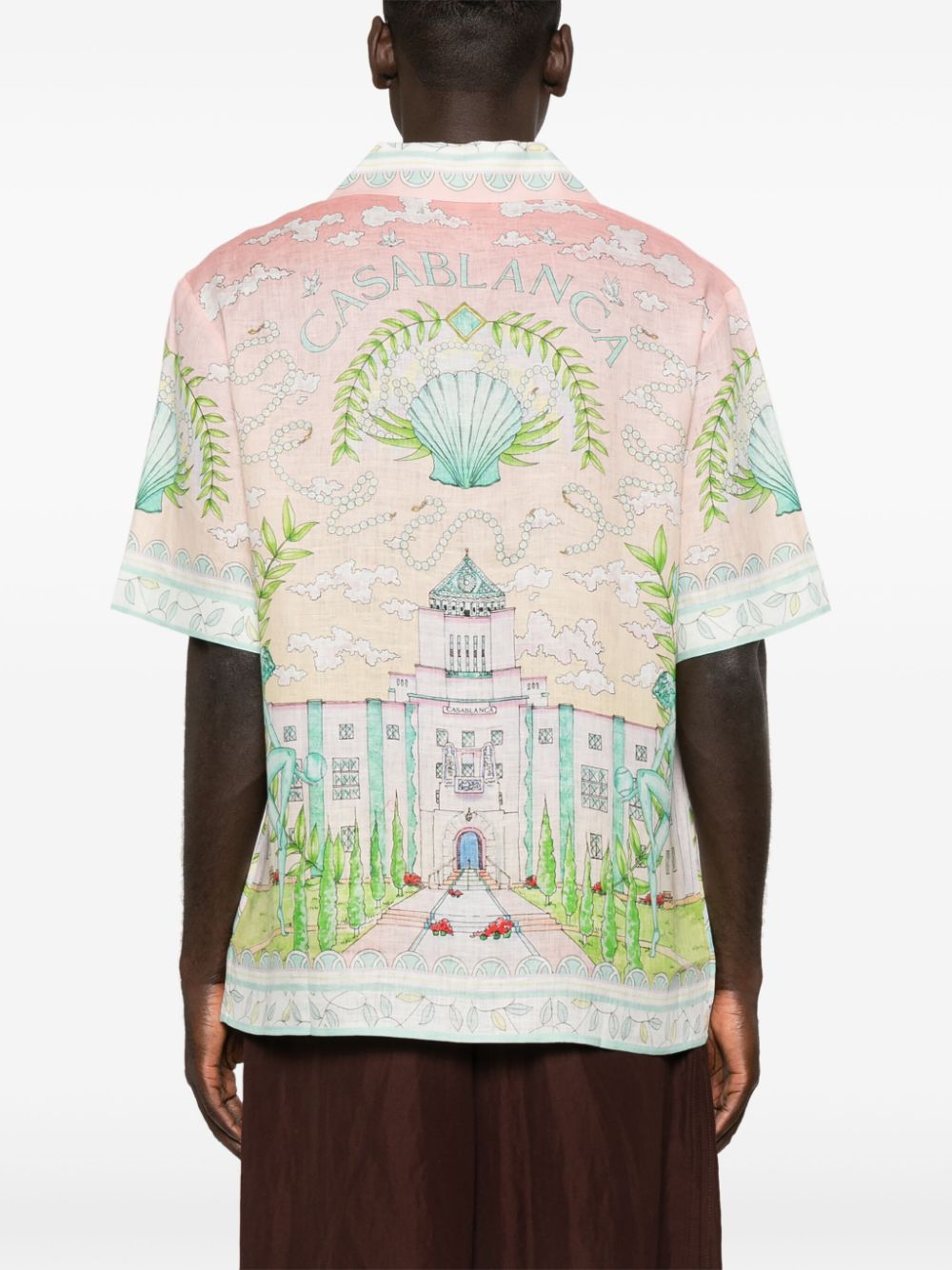 Chemise en lin à imprimé vase