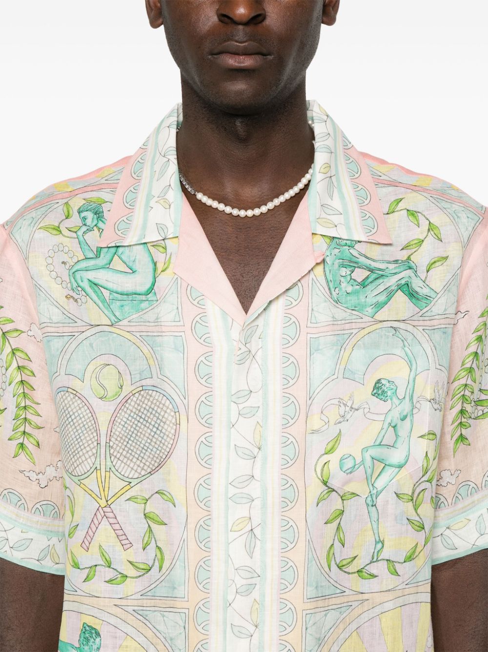 Chemise en lin à imprimé vase