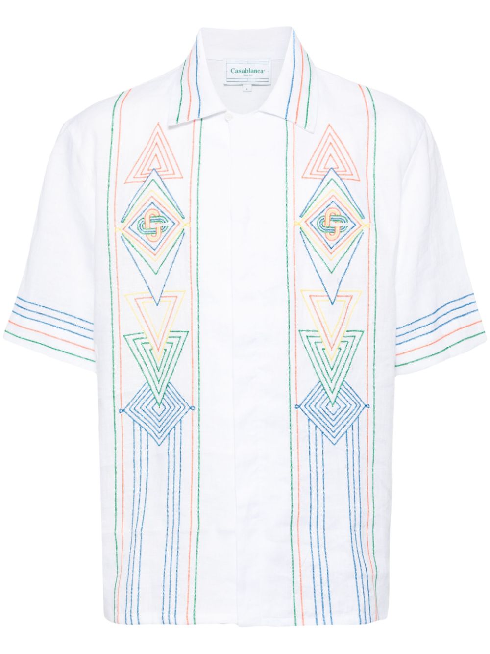 chemise à manches courtes brodée