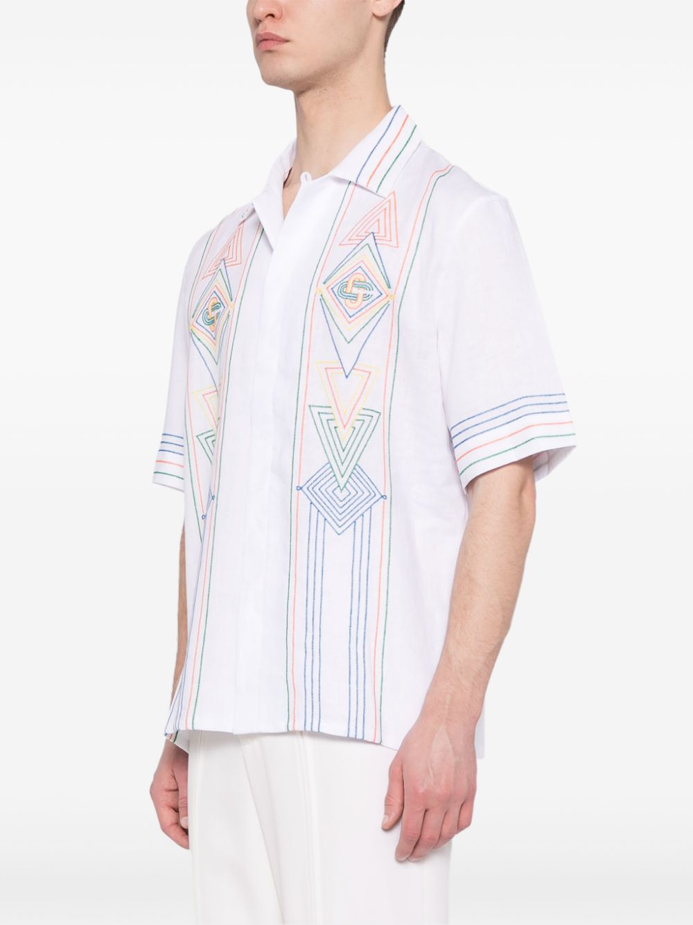 chemise à manches courtes brodée