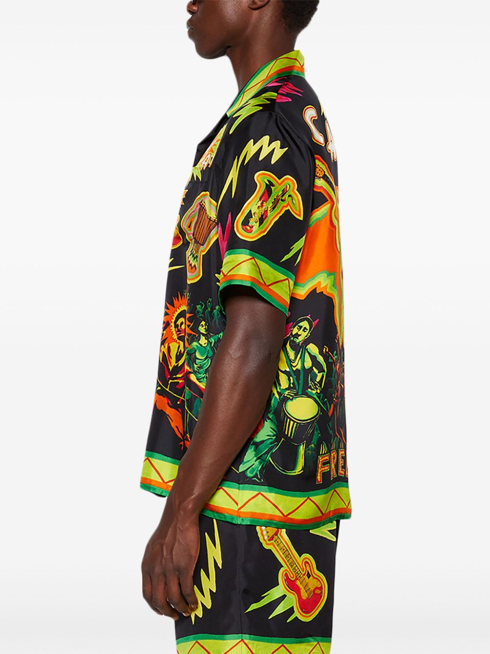 graphic-print silk shirt