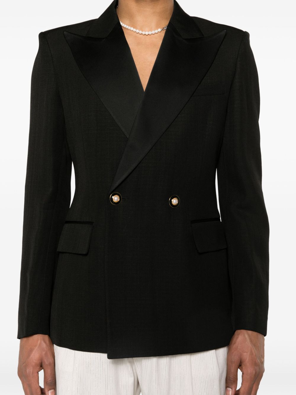 blazer de smoking à double boutonnage