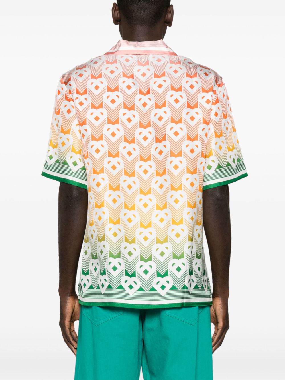 Chemise en soie avec monogramme en forme de cœur dégradé