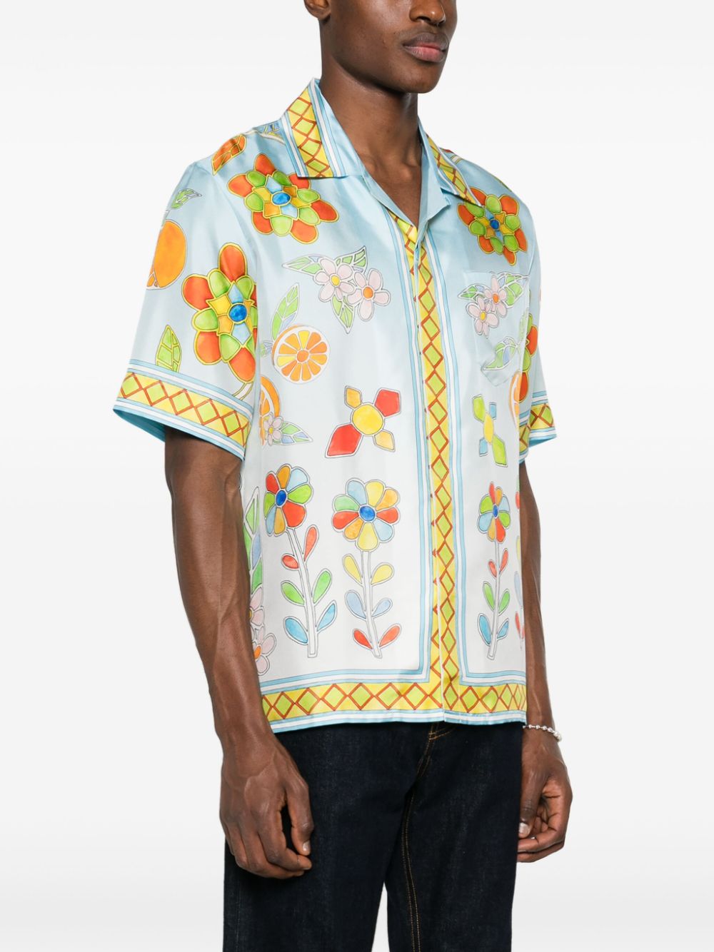 Chemise en soie à fleurs Yoruba