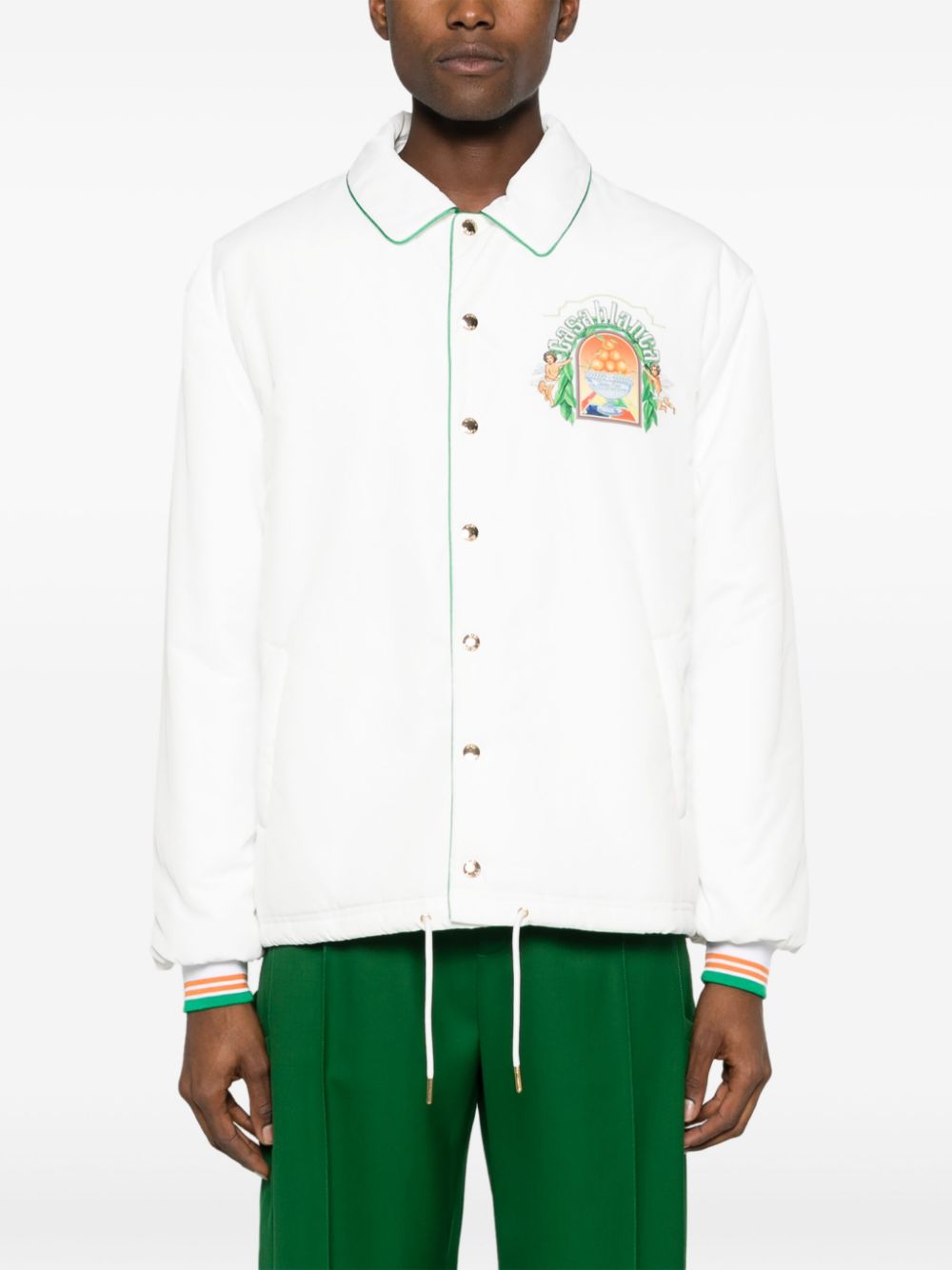 graphic-print shirt jacket