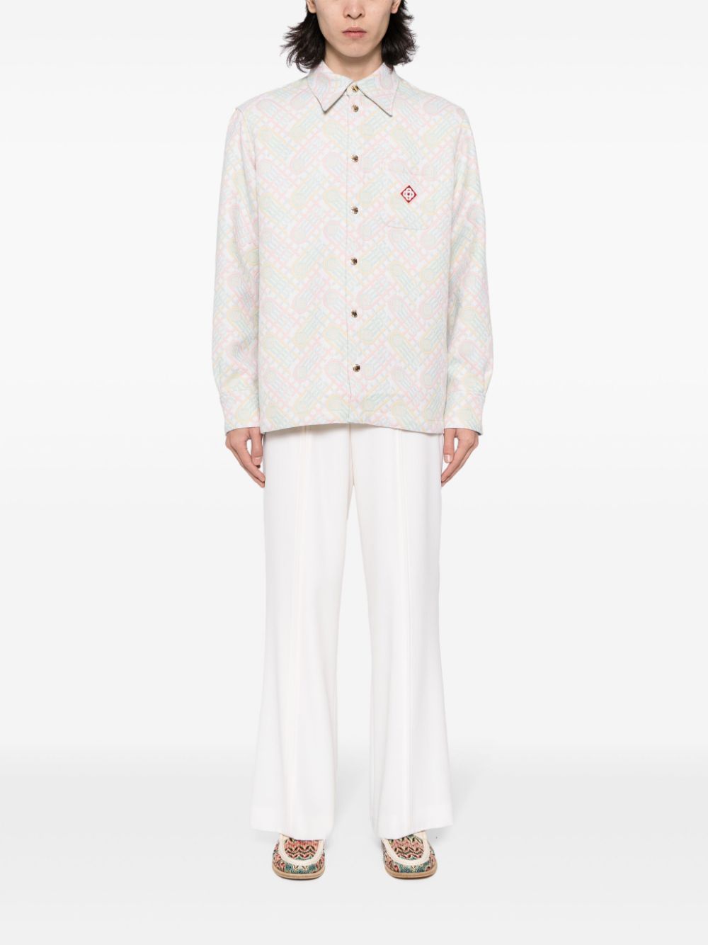 logo-appliqué monogram-jacquard jacket