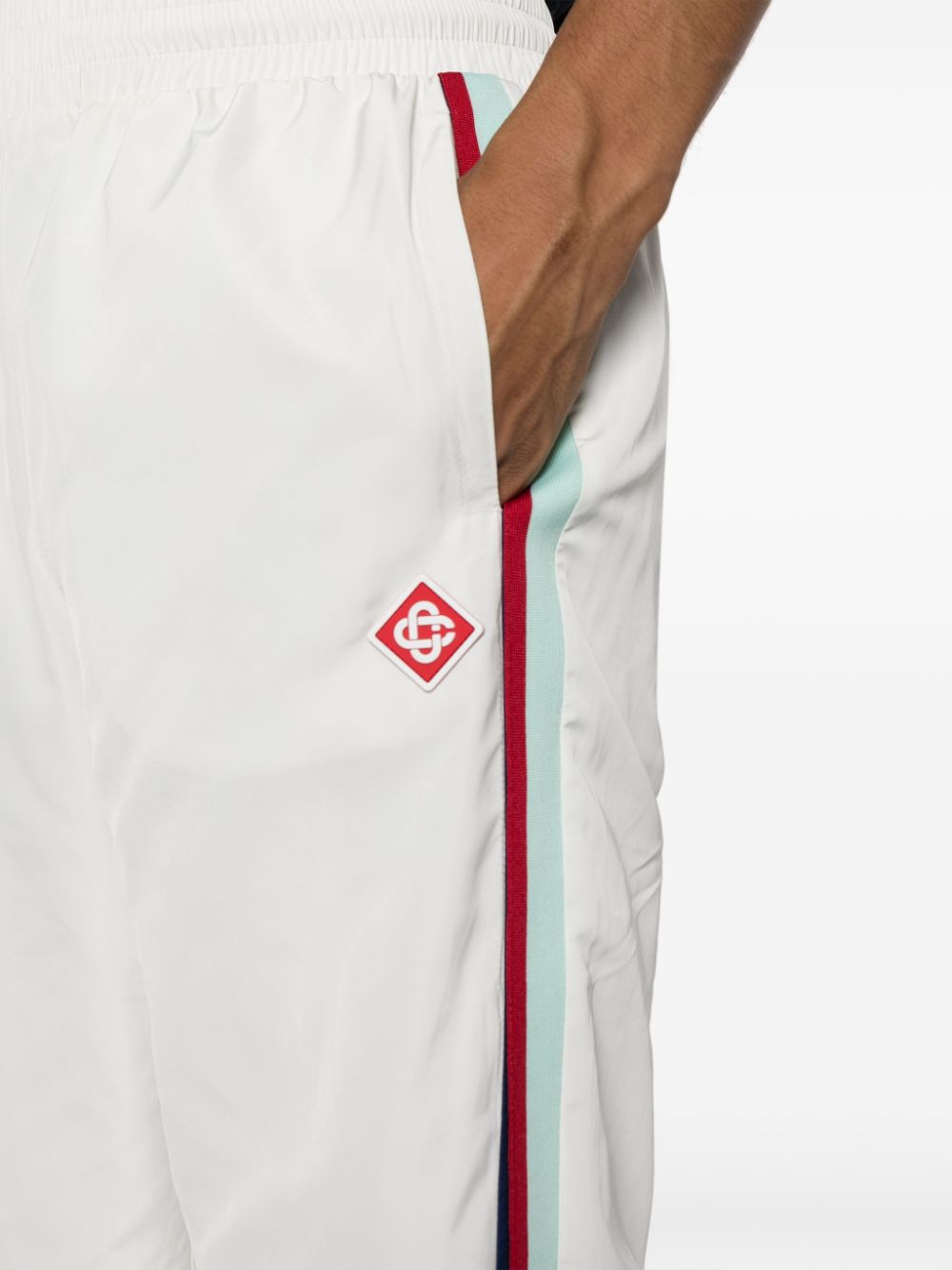 pantalon de survêtement à bande latérale et patch logo