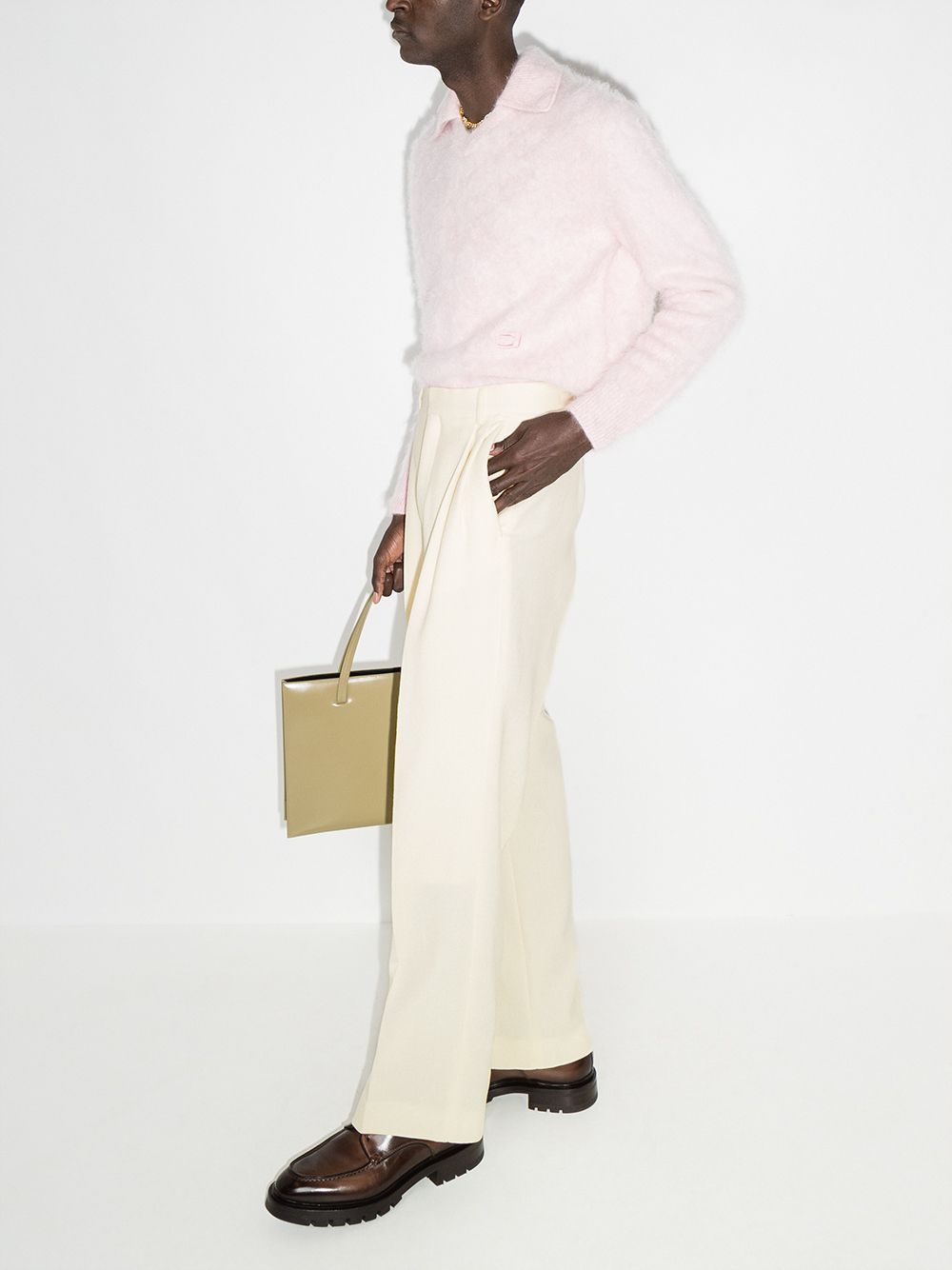 pantalon plissé taille haute