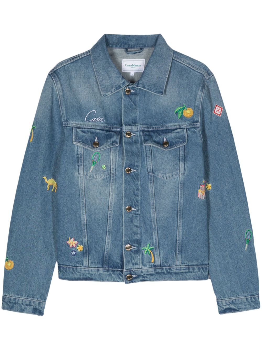 veste en jean à motif brodé