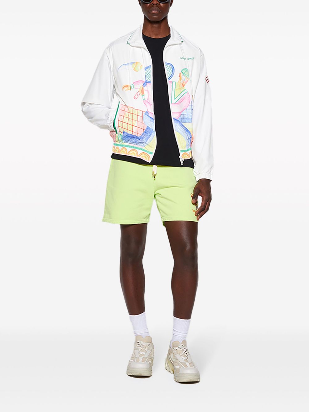 illustration-print zip-up jacket