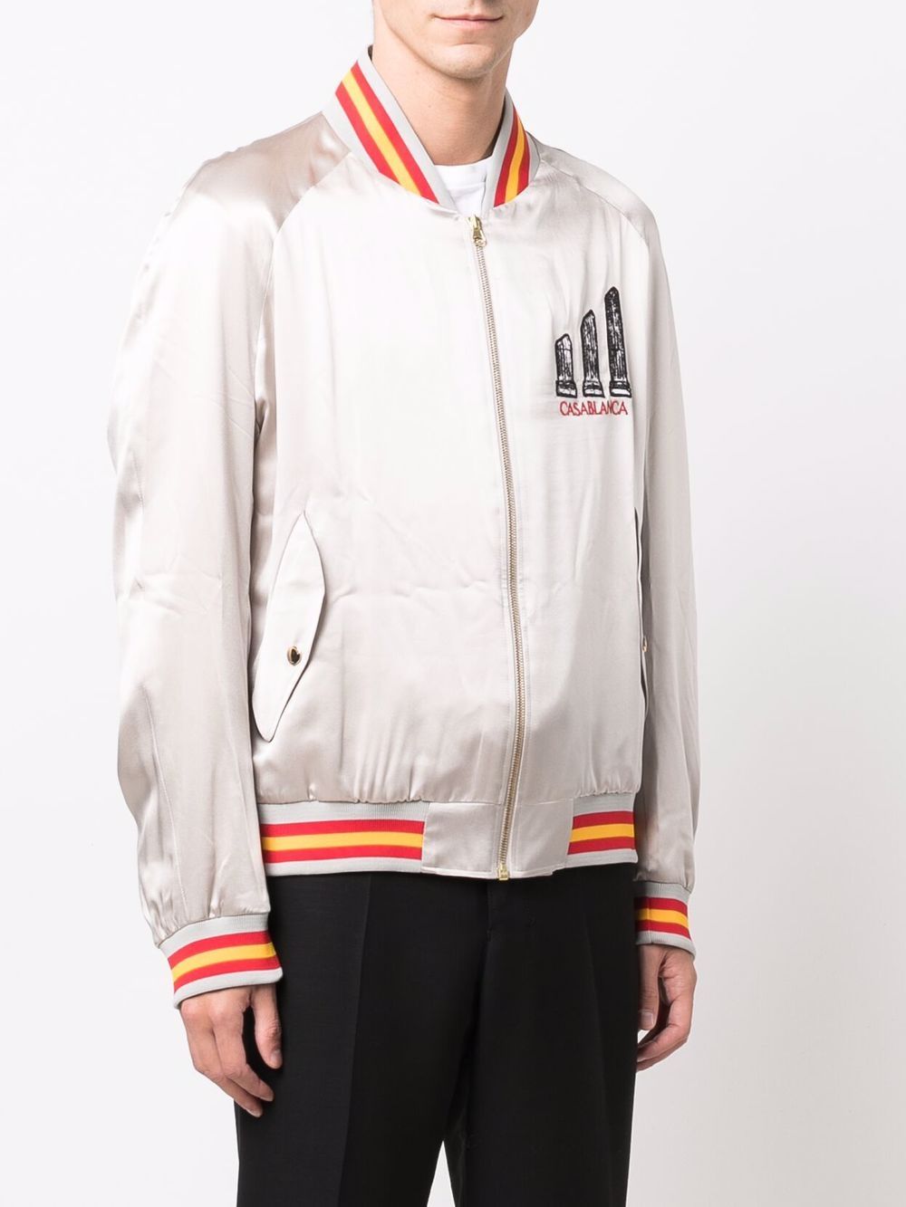 embroidered zip-up bomber jacket