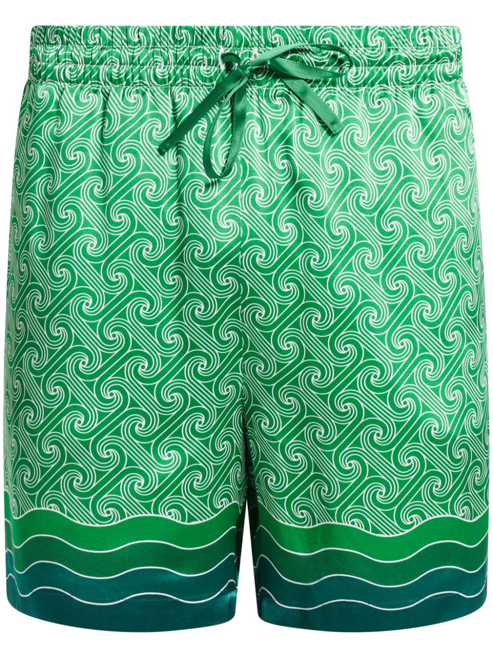 short en soie à imprimé géométrique