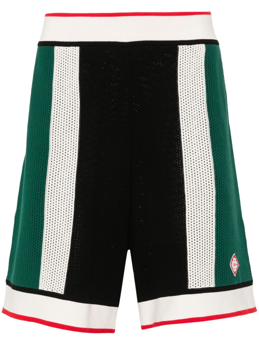 short en maille ajourée avec logo appliqué