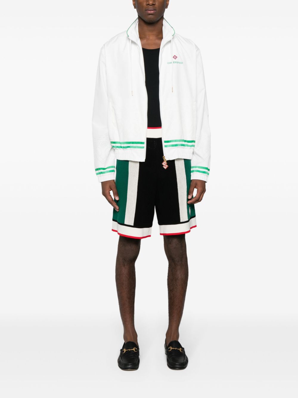 short en maille ajourée avec logo appliqué