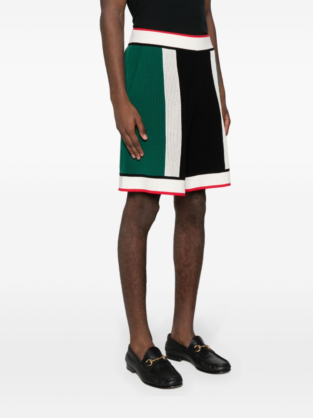 short en maille ajourée avec logo appliqué