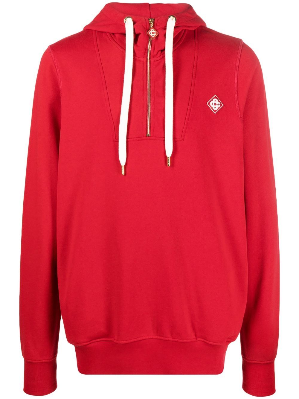 Sweat à capuche à col zippé avec patch logo