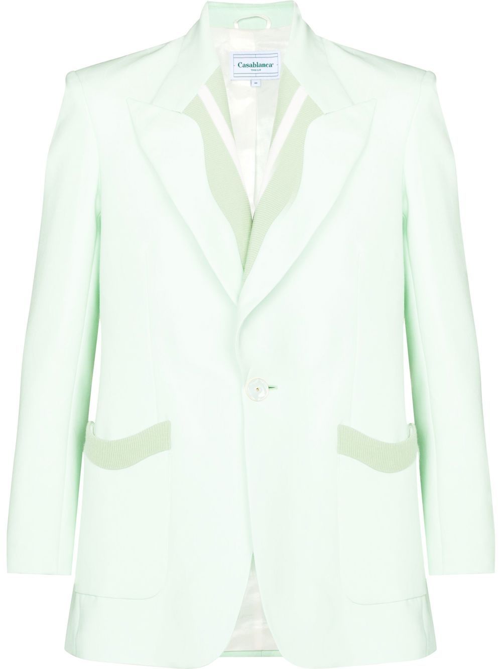 blazer à boutonnage simple et bordure côtelée
