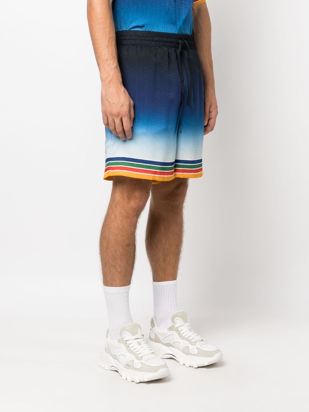Rainbow monogram silk shorts