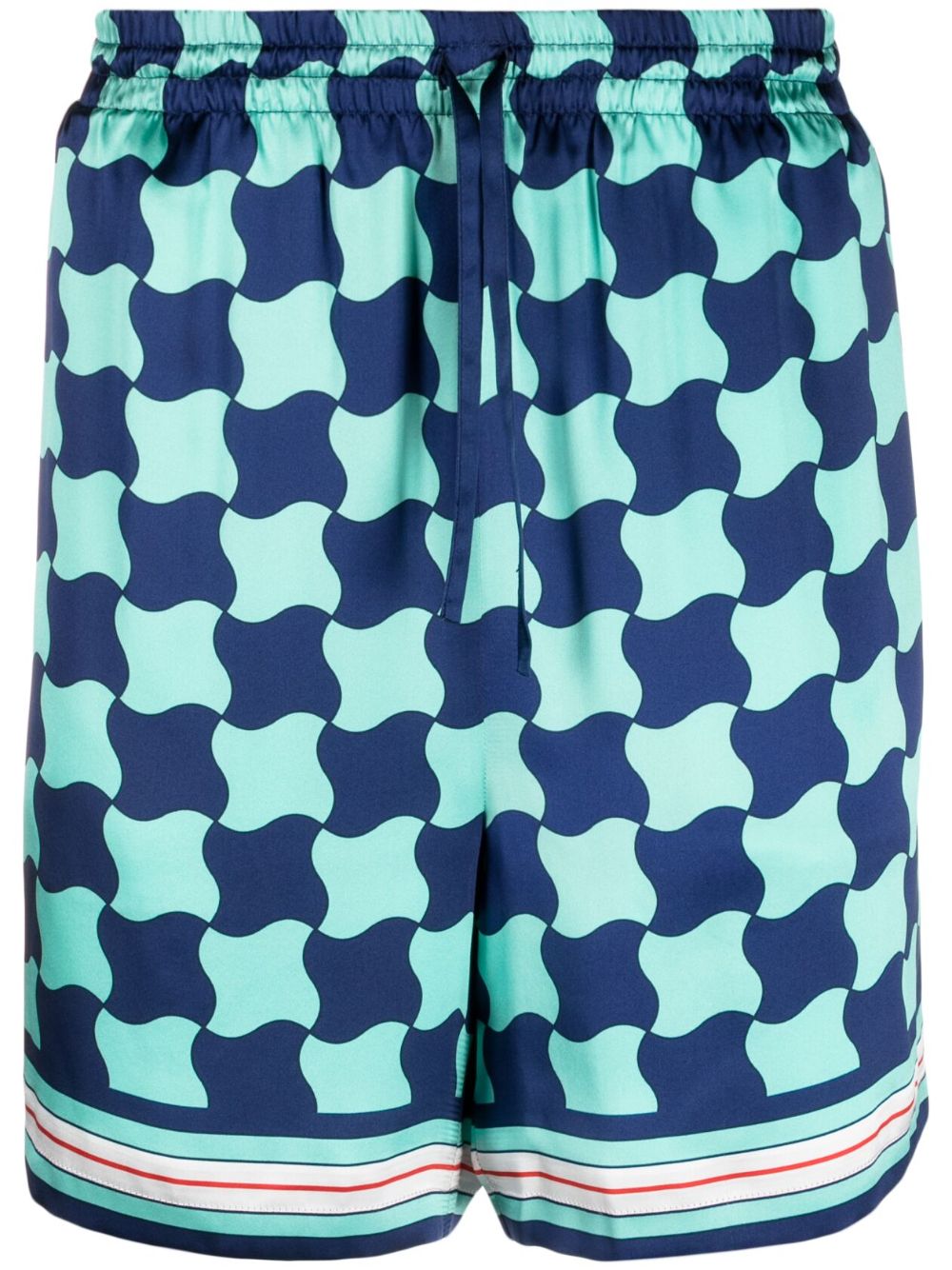 Short en soie à imprimé mosaïque de piscine