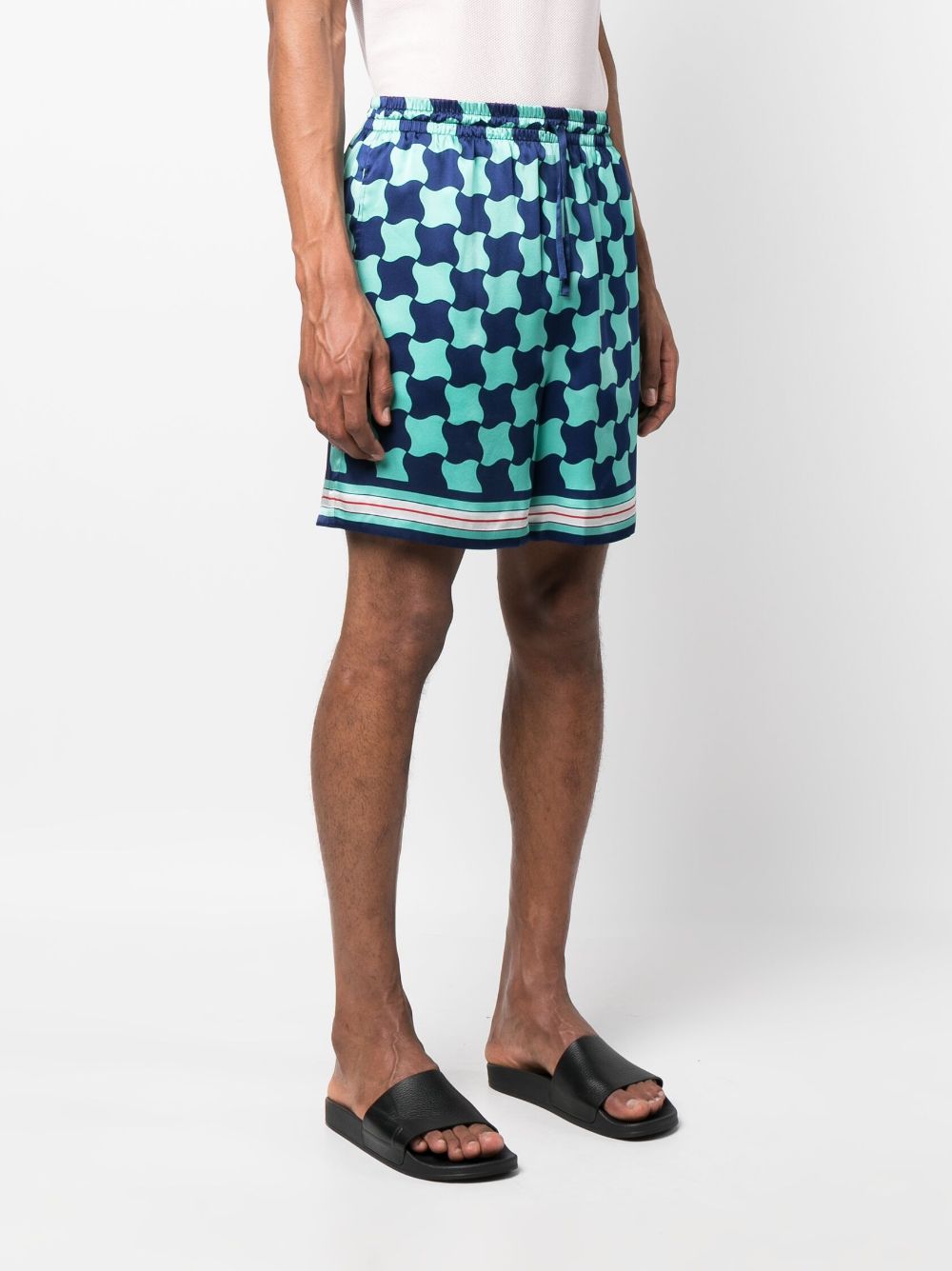 Short en soie à imprimé mosaïque de piscine