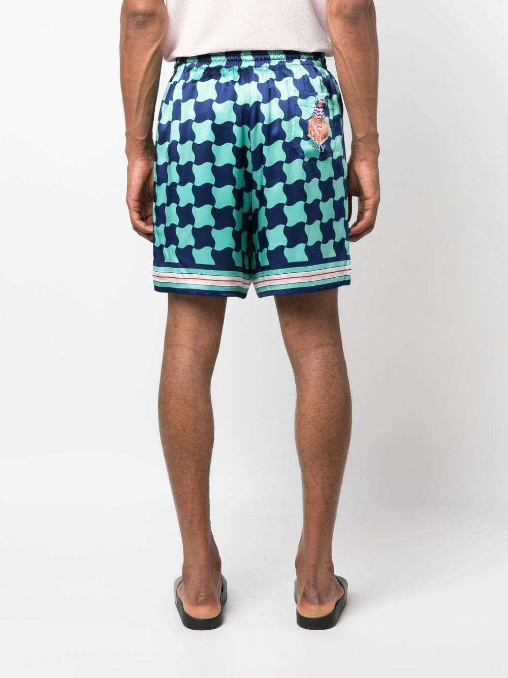 Short en soie à imprimé mosaïque de piscine