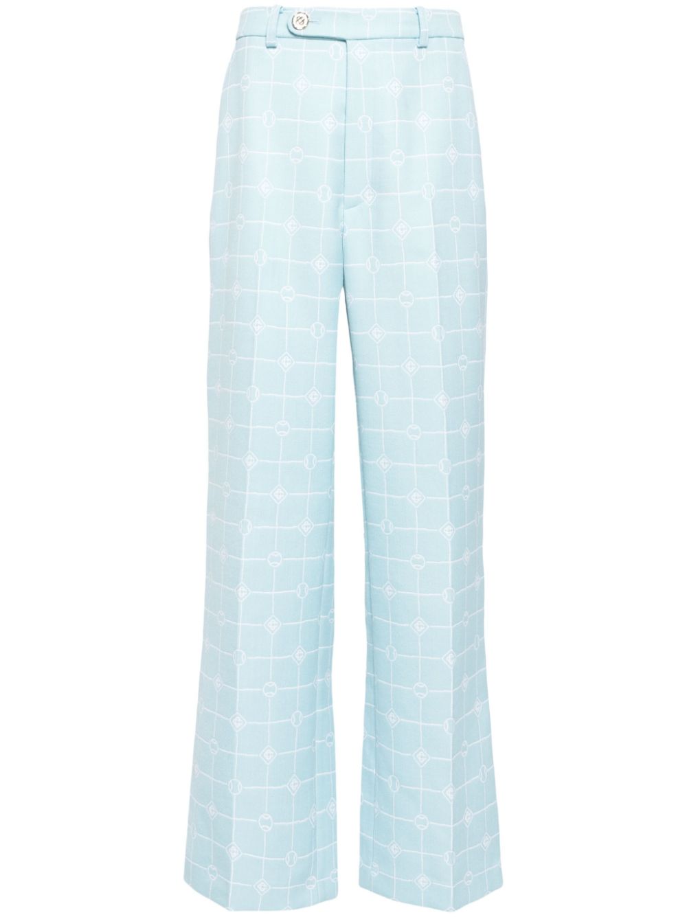 Pantalon en laine jacquard monogramme cœur