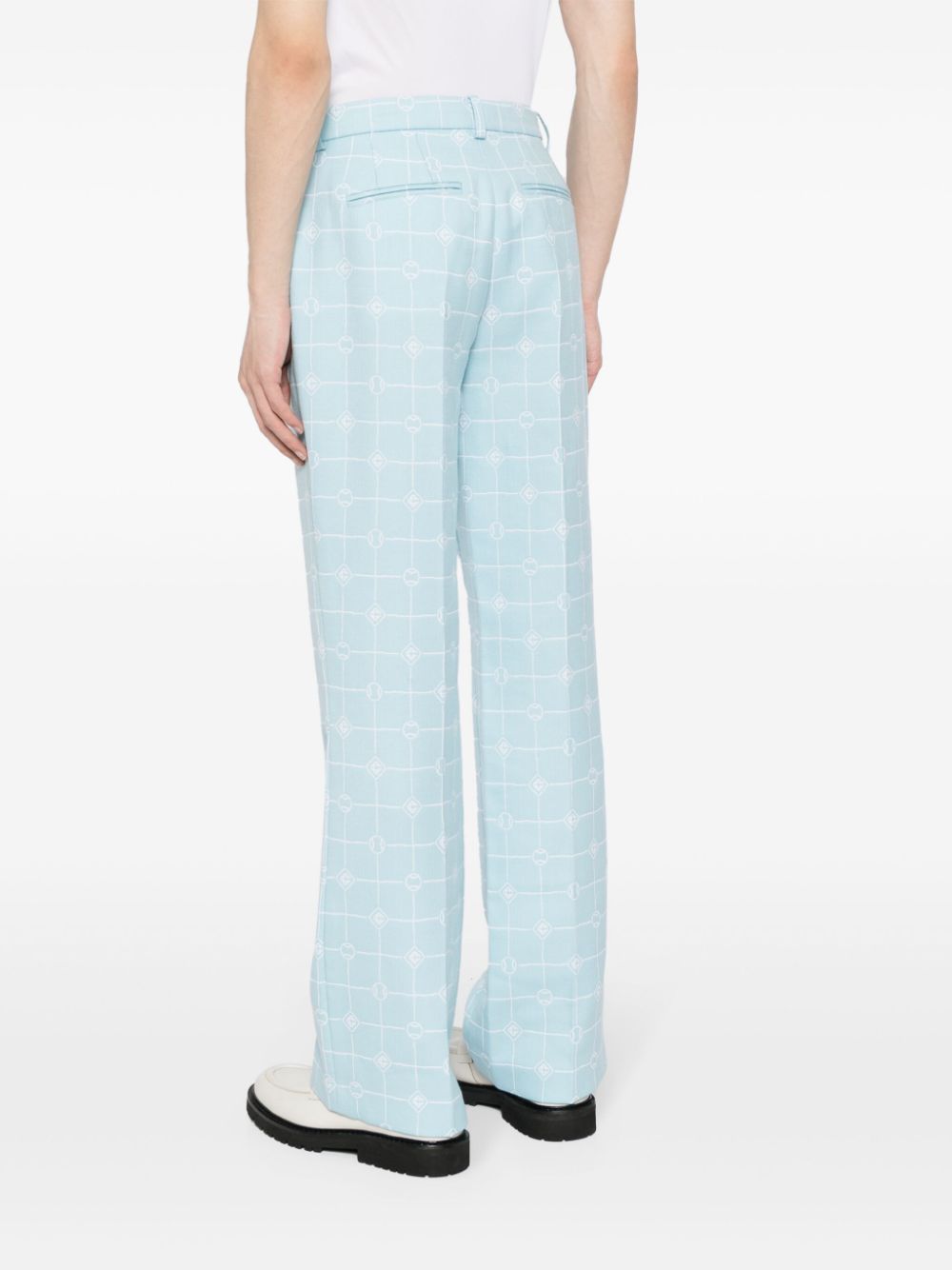 Pantalon en laine jacquard monogramme cœur