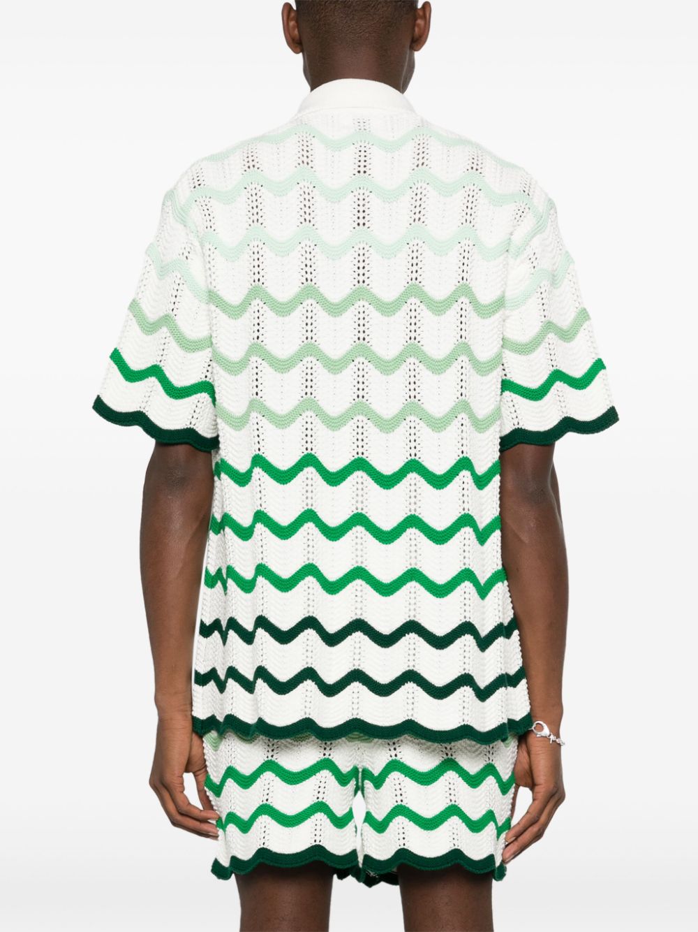 gradient wave crochet shirt