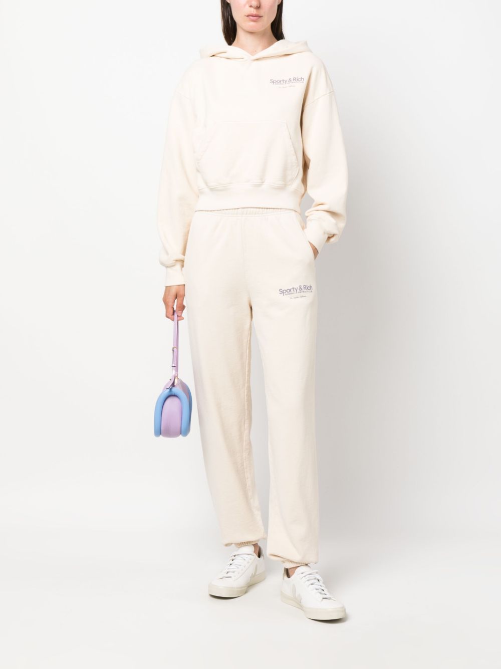pantalon élastique à imprimé logo