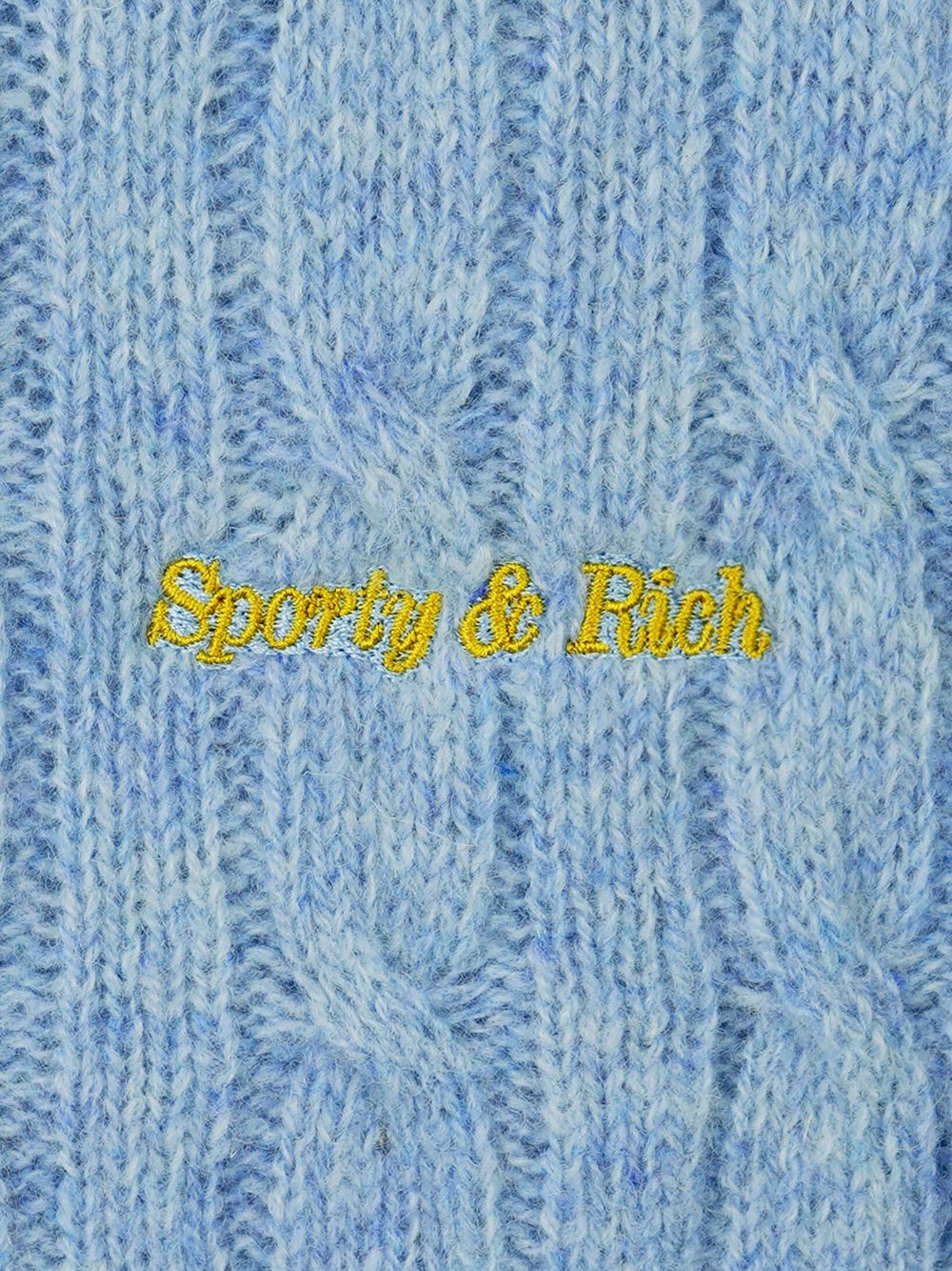 logo-embroidered cable-knit jumper