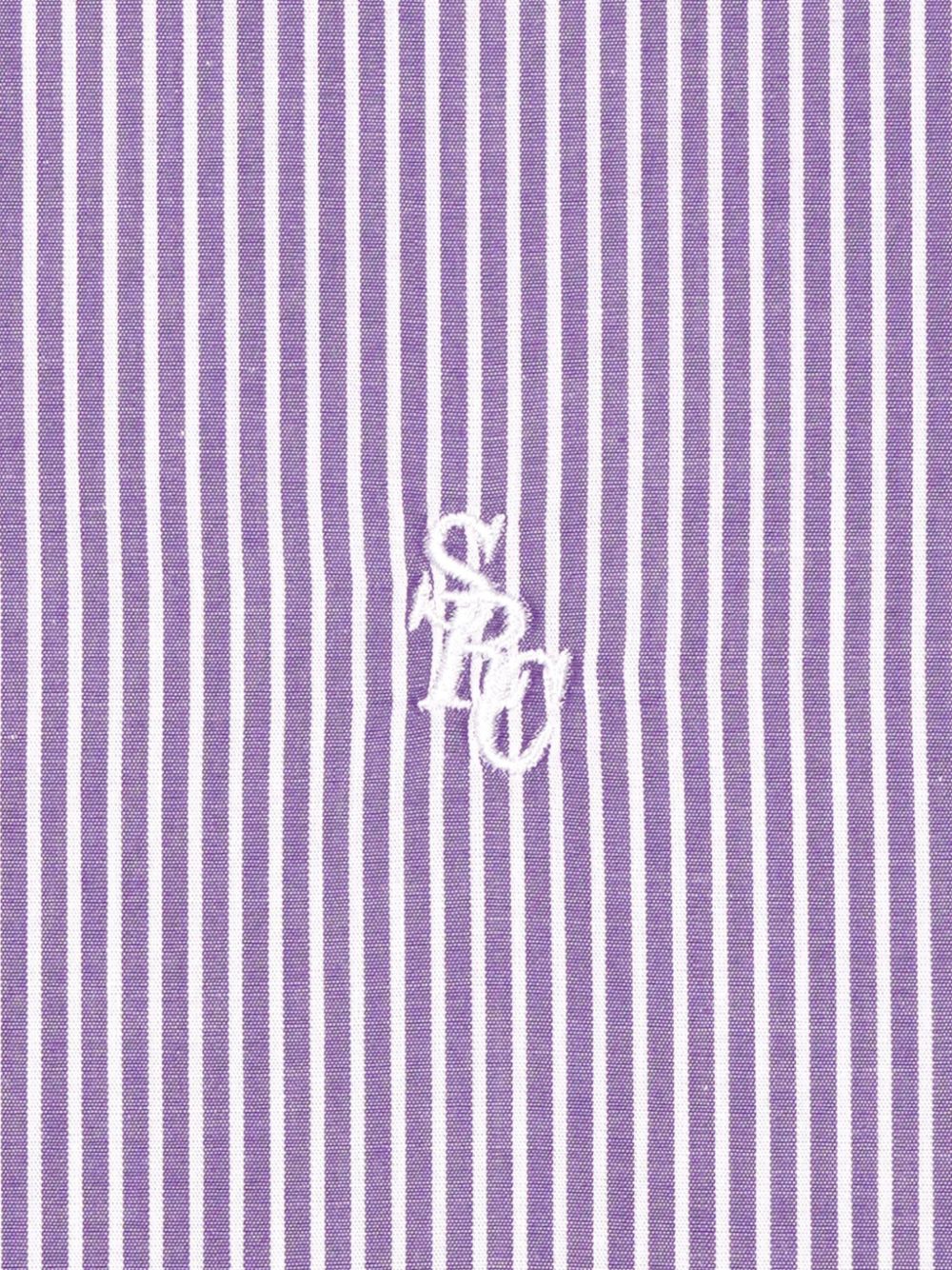 logo-embroidered striped cotton shirt