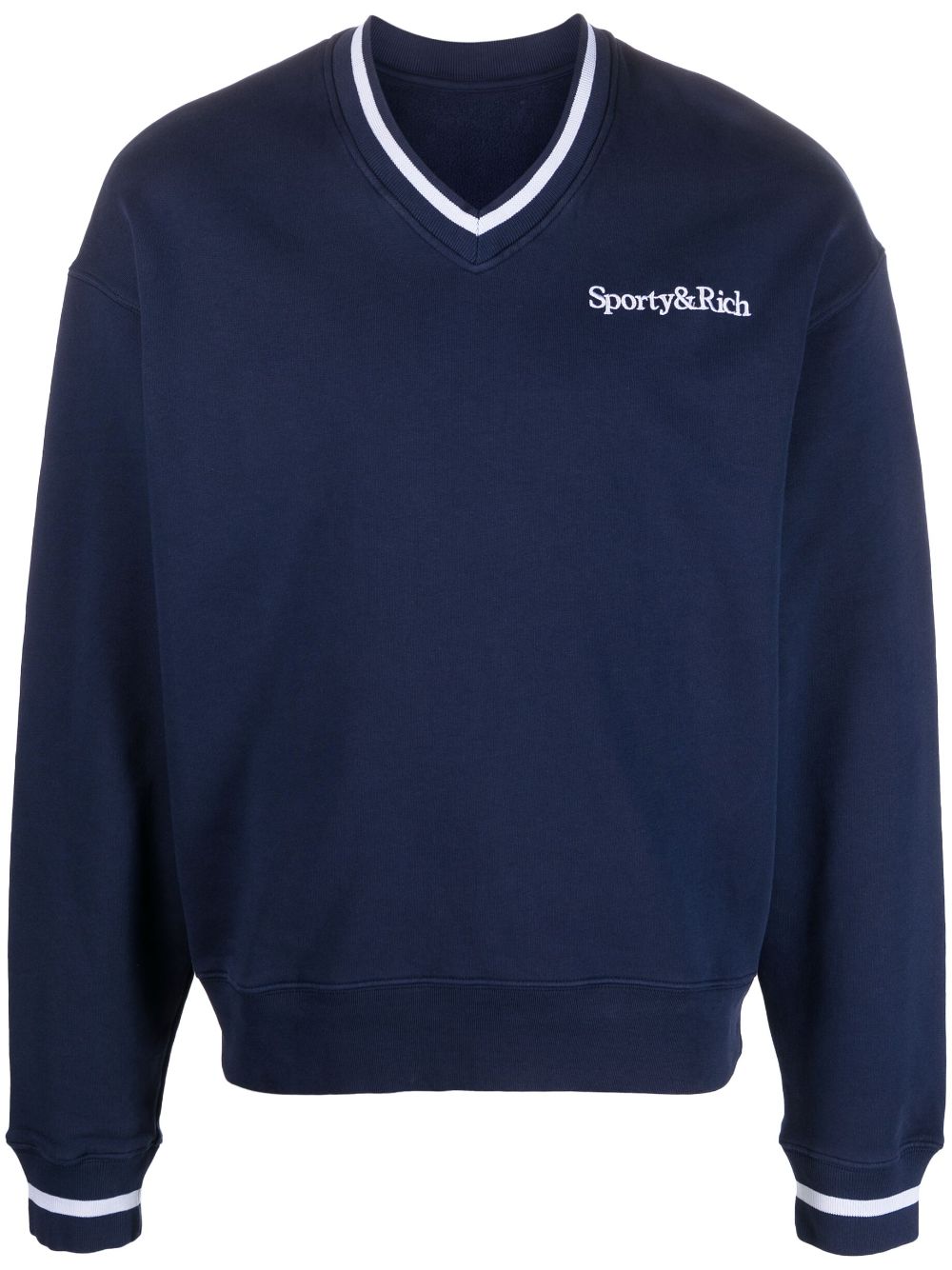 pull col V avec logo brodé