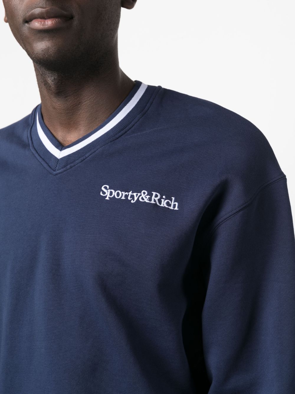 embroidered-logo v-neck jumper