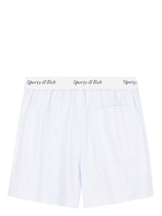 logo-waistband striped cotton shorts