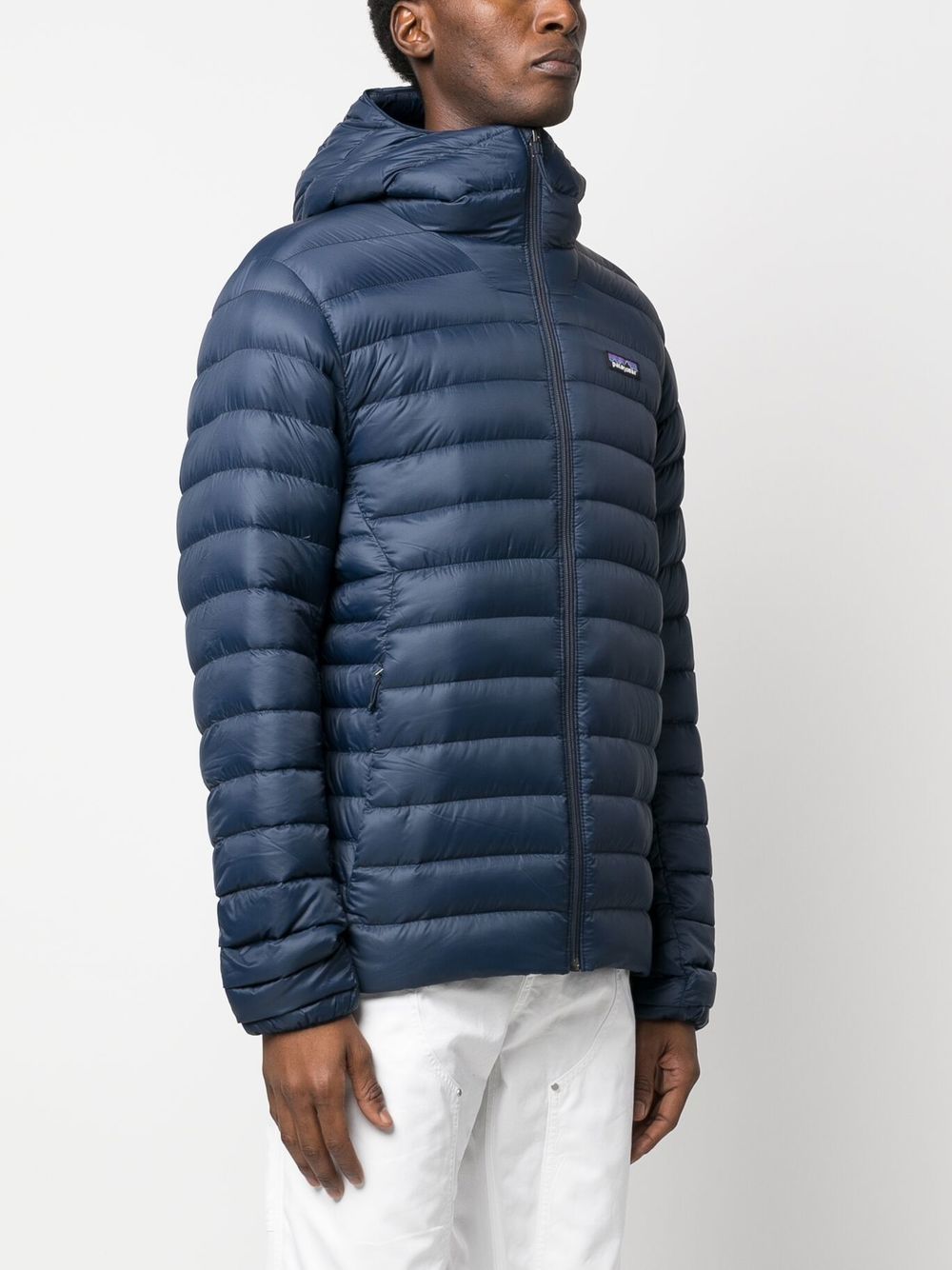 logo-patch hooded down jacket